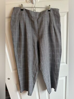 Women's Gray Plaid Wide-Leg Dress Pants